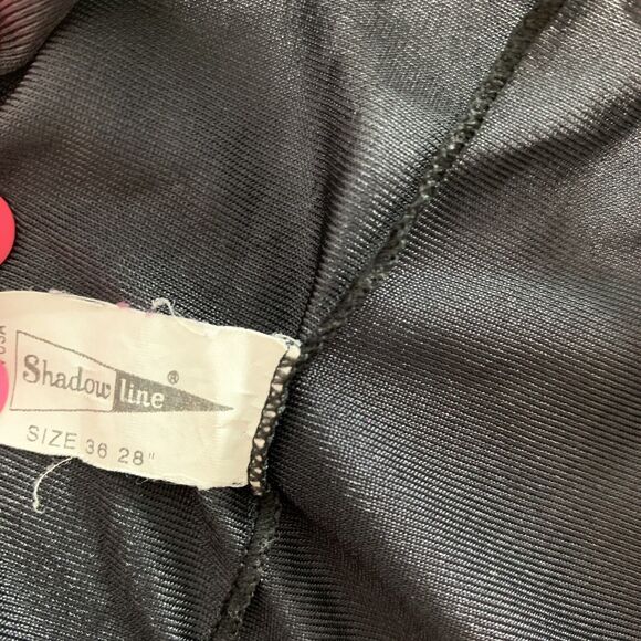 Vtg Shadowline Full Slip Womens 36 Bust Black Nylon Lace Slip Dress Whimsygoth - Picture 4 of 7